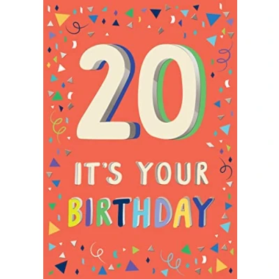 Image of Piccadilly Greetings 20th Birthday Milestone Card Age 20, Approx. 7 x 5 inches