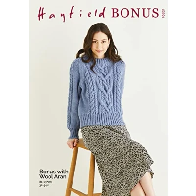 Image of Hayfield Bonus Aran Knitting Pattern 10321 Sweater