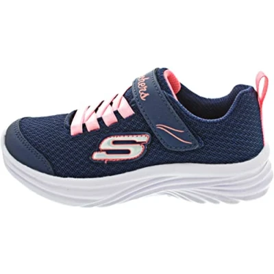 Image of Skechers Girls Dreamy Dancer Miss Minimalistic Sneaker, Navy Mesh Coral Trim, 3 UK