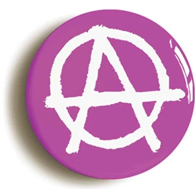 Image of Ozorath ANARCHY PUNK BADGE BUTTON PIN PINK (Size is 1inch/25mm diameter)