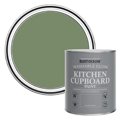 Image of Rust Oleum Green Kitchen Cupboard Paint in Gloss Finish All 750ml