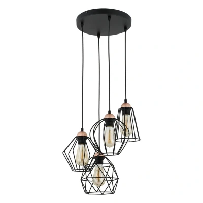 Image of Galaxy Wire Frame Cluster Pendant Ceiling Light Black 4xE27