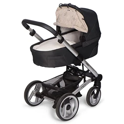 Image of Dooky Sunshade for Baby Car Seat/ Pram/ Stroller/ Pushchair, Universal Fit, Protects from Sun, Wind and Light Rain, UPF 50+ UV Protection, Easy to Install Wash, Beige Romantic Leaves