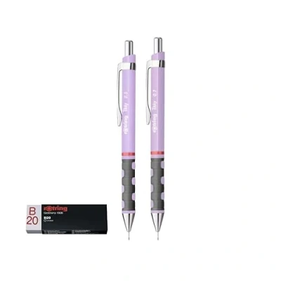 Image of rOtring Tikky mechanical Pencils with Rapid B20 Eraser HB 0.7 mm 0.5 Lilac 2 + 1