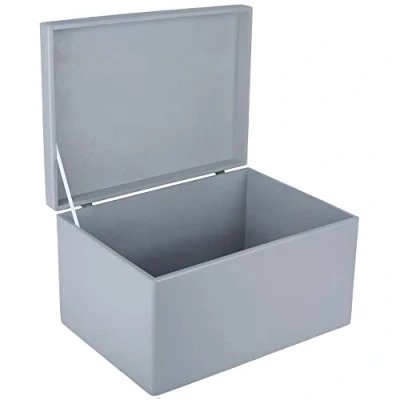 Image of Creative Deco XXL Large Grey Wooden Storage Box Chest 40 x 30 24 cm (+/ 1 cm) with Hinged Lid Gift for Christmas Xmas Wood Keepsake Memory Craft