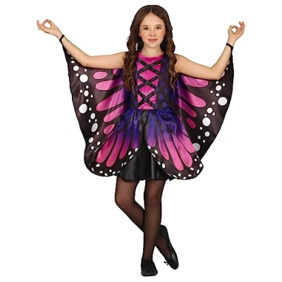 Image of FIESTAS GUIRCA Purple Butterfly Girls Fancy Dress Costume Pink Monarch Kids Costumes with Wings 7 9 years