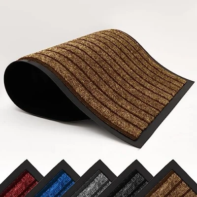 Image of AMEHA Door Mat 60x90 Cm, Dirt Trapper for Indoor and Outdoor Mats Indoor, Washable Barrier Mat, Heavy Duty Non Slip Entrance Rug, Shoes Scraper,Super Absorbent Front Carpet,Brown