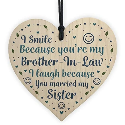 Image of RED OCEAN Funny Brother In Law Birthday Gift Wooden Heart Humour Keepsake Plaque