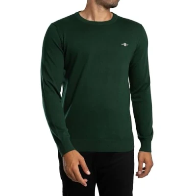 Image of GANT C NECK Sweatshirt, Men&#039;s, Size: Large, Tartan green