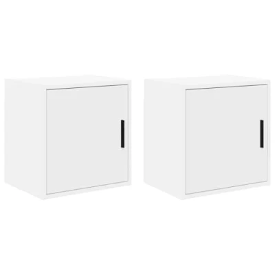 Image of vidaXL Garage Wall Cabinets 2 pcs White Engineered Wood Storage Cupboards for Workshops, Offices, Utility Rooms