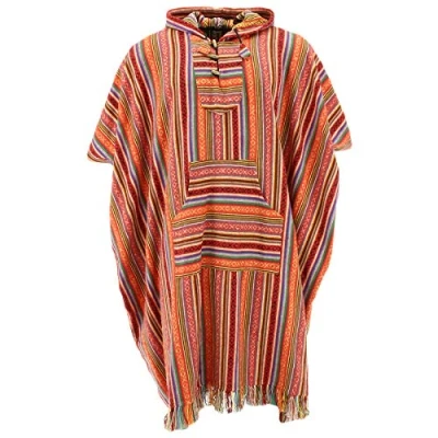 Image of Brushed Cotton Hooded Poncho Long by Loud Blood Orange