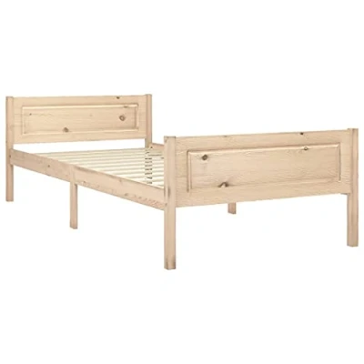 Image of vidaXL Modern Bed Frame 100x200 cm Solid Pinewood with Sturdy Plywood Slats Easy Assembly for Bedroom Furniture Brown
