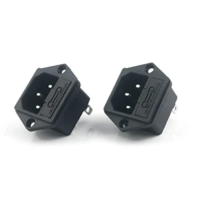 Image of Aoowei IEC320 C14/3 Pin Male plug Chassis PCB Panel Power Inlet Socket Connector with Input Module Fuse AC 250V/10A 2 Pcs