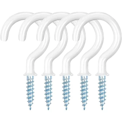 Image of Merriway BH07590 60 Pcs Assorted Cup Hooks White Plastic Coated
