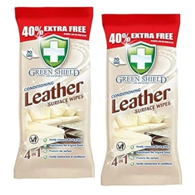 Image of 2 XGreen Shield Conditioning Leather Surface Wipes 70 Pack Extra Large