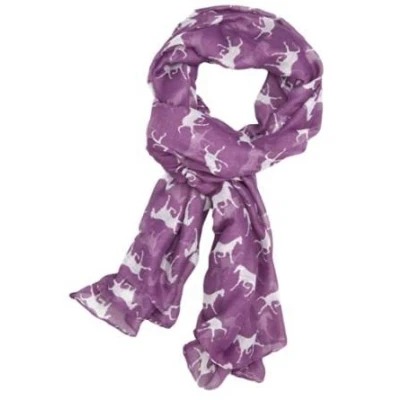 Image of World of Shawls Women Scarf Horses Print Design Ladies Scarves Shawl Wrap Maxi Sarong (Purple)