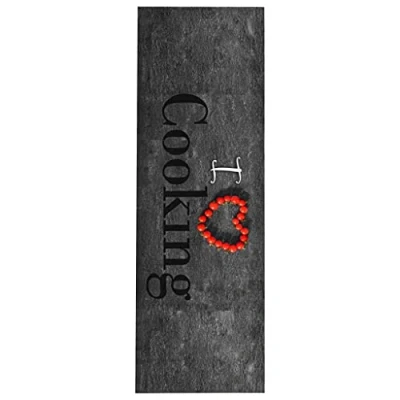 Image of vidaXL Stylish Cooking Print Kitchen Floor Mat Versatile and Washable, Perfect for Indoor Outdoor Use Multicolour Velvet 150x45cm