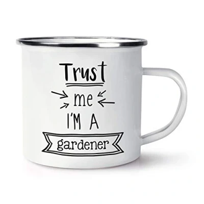 Image of Trust Me I&#039;m A Gardener Retro Enamel Mug Cup