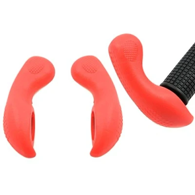 Image of OUTLAND SHORT SKI TYPE BAR ENDS,KRATON RUBBER STUBBY END RED