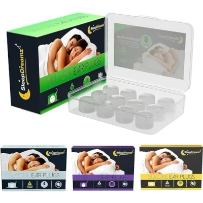 Image of Premium Ear Plugs for Sleeping (6 Pairs, White) Noise Cancelling Earplugs Peaceful &amp; Uninterrupted Sleep Soft Comfortable Silicone Work, Concerts Travel by SleepDreamz