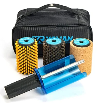 Image of XCMAN Ski Roto Brush Kit 100mm Length Nylon,Horsehiar,Cork,Axle with Handle and Safety Shield/Hood