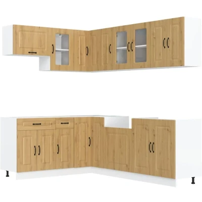 Image of vidaXL 11 Piece kitchen cabinet set kalmar artisan oak storage cupboards engineered wood modern cabinets with adjustable feet