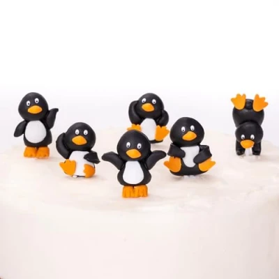 Image of Evelay Cake Toppers Merry Christmas Decoration Pieces Cupcake Multi Purpose Decoration(6pc Mini Penguin)