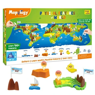 Image of Imagimake Mapology Physical Features of World 3D Puzzles for Kids Learning &amp; Educational STEM Toys Games Gifts Kids, Boys Girls Age 5 6 7 8 9 10 11 12 Years Old