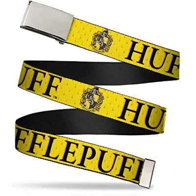 Image of Buckle Down Boy&#039;s Web Belt 1.5&quot;, Harry Potter Hufflepuff &amp; Wappen Gelb/Schwarz, 4 cm Breit / 42 Hosen Größe