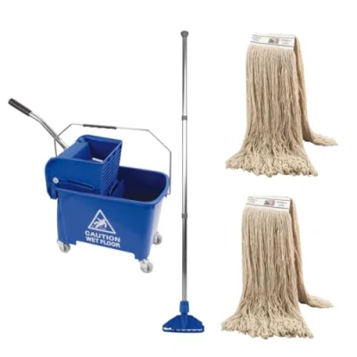 Image of 20L Industrial Mop and Bucket Set Commercial Kentucky Wringer Heavy Duty Cleaning For Schools Restaurants Shops Offices Blue