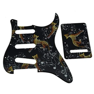 Image of KAISH 11 Hole 3D Printed Strat Style SSS Plastic Pickguard ST Back Plate Tremolo Trem Cover for USA/Mexico Stratocaster/Strat Leopard Pattern