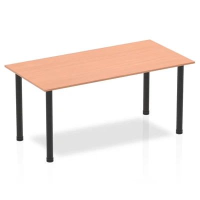 Image of Impulse 1600mm Straight Table Beech Top Black Post Leg