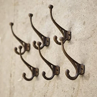 Image of Marco Paul interors Coat Hook 6Pcs Copper Hooks Metal with Screws Vintage Antique Heavy Duty Wall Mounted for Wall,Door &amp; Wardrobe Door(Bronze)