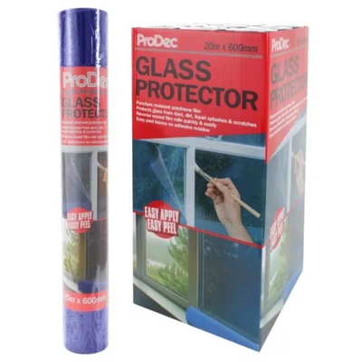 Image of ProDec 20m x 600mm Glass Protector Waterproof, Self Adhesive Film Protection For and Glazed Surfaces Against Paint Splashes &amp; Flicks, Dirt Dust, No Residue When Peeled