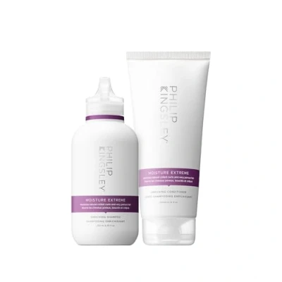 Image of Philip Kingsley Moisture Extreme Hydrating Shampoo and Conditioner Set for Curly, Dry Damaged Hair, Anti Frizz, Intense Hydration, Detangles, Conditions, Tames, 250ml 200ml