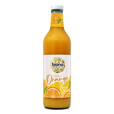 Image of Biona Organic Orange Juice 750ml, Pack of 6 Immediately Pressed After Harvest Recyclable Glass Bottle Not From Concentrate No Added Sugar Vegan