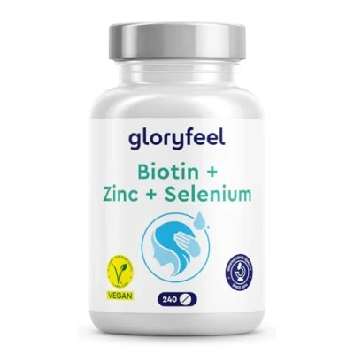 Image of Biotin Hair Growth Tablets Complex with Zinc and Selenium Hair, Skin Nail Supplements for Men &amp; Women 240 100% Vegan