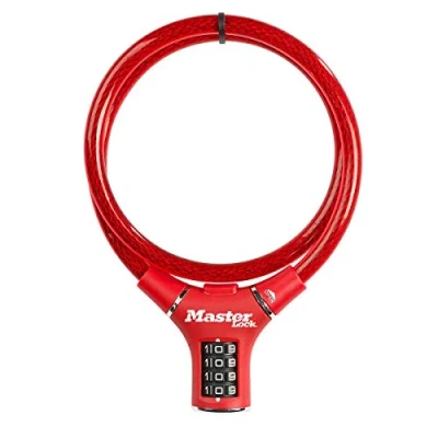 Image of Master Lock Bike Cable [Combination] [90 cm Cable] [Outdoor] [Red] 8229EURDPRORED Ideal for Bike, Electric Skateboards, Strollers, Lawnmowers and other Outdoor Equipments