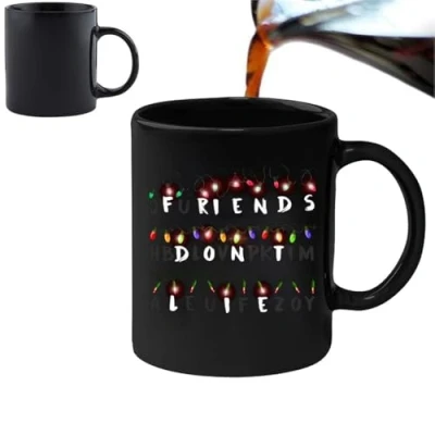 Image of Friends Dont Lie Magic Heat Changing Colour Mug Sensitive Coffee Cup Ceramic Tea with Thermo Graphic Ink