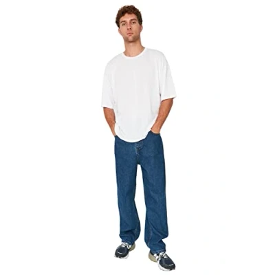 Image of Trendyol Men&#039;s Man High Waist Wide Leg Jeans, Indigo, 31W UK
