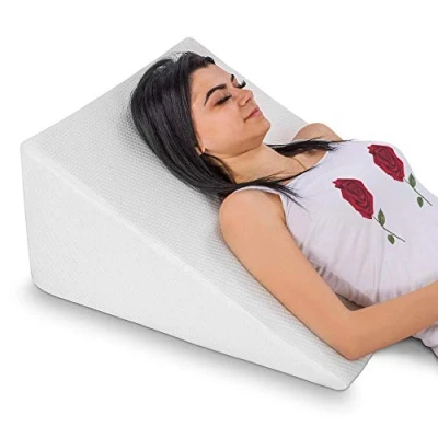 Image of Abco Tech Bed Wedge Pillow Memory Foam Top Reduce Back Pain, Snoring, Acid Reflux &amp; Respiratory Problems Ideal Sleeping, Reading, Rest Elevation Breathable Washable Cover
