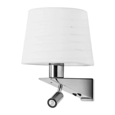 Image of Gloss LED 2 Light Indoor Wall Chrome, Satin Nickel with Reading Lamp, E27