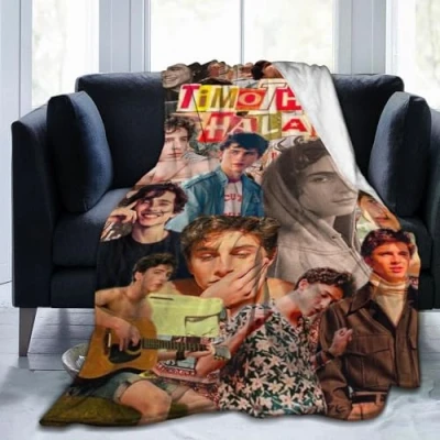 Image of Timothee Star Chalamet Collage Flannel Blanket Lightweight Cozy Bed Blankets Soft Throw Fit Couch Sofa Suitable for All Season 40&quot;x30&quot;
