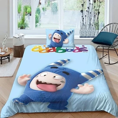 Image of BYTUGI 3D Printed Duvet Cover Oddbods Bedding Set for Children Teens Animation Pattern with Pillowcases Microfiber Quilt Hidden Zipper Closure Single（135x200cm）