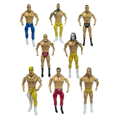 Image of PNJB Action Figures Wrestling, Collectible Figures, Wrestling Wrestler Toys For Kids, Ideal Birthday Gift, Safe And Durable, Imaginative Pretended Play, Random (4 PCS)