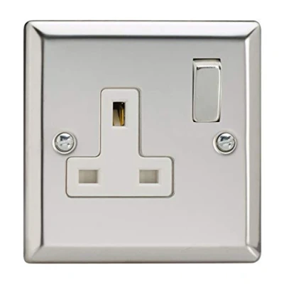 Image of Varilight 1 Gang 13 Amp Single Switched Socket Mirror Chrome XC4DW