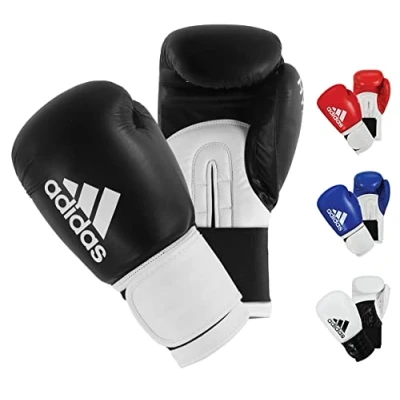 Image of adidas Unisex&#039;s Hybrid 100 Boxing Gloves, Black/White, 8 oz