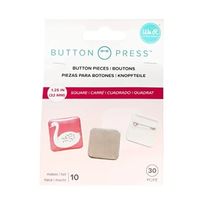Image of We R Memory Keepers Button Press Refill Pack 10/Pkg Square (31 mm), Cranberry, 12.7x9x2.2cm