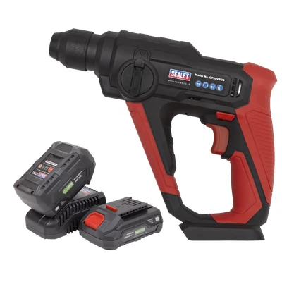 Image of Sealey Cordless Rotary Hammer Drill Kit 20V SV20 Series SDS Plus 2 Batteries
