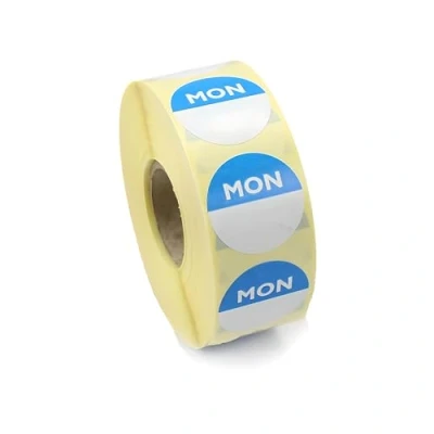 Image of We Can Source It Ltd Day Dots Food Labels Monday (Blue) 1 Roll 1000 Stickers Per Freezer Adhesive Hygiene Labels, Rotation for Commercial Kitchens, Restaurants